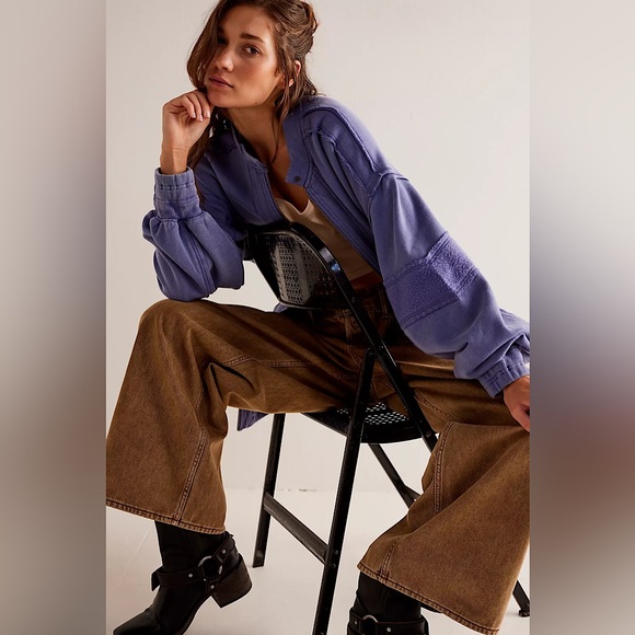 NEW Free People Lou Moto Zip Jacket In Prep Peri - Picture 13 of 14